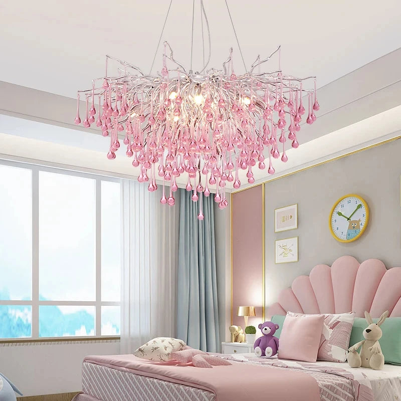 Nordic Crystal Chandelier Lighting Room Decoration Colorful Children's Room Lamp Large Chandelier Nordic Luxury Girl Room Decor