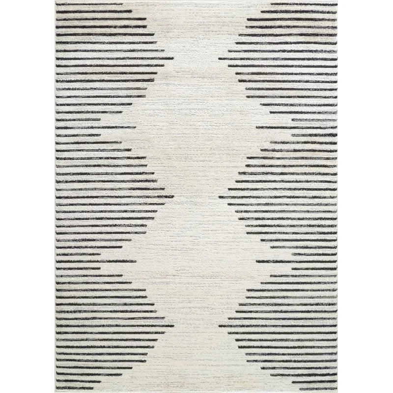 Rugshop Bohemian Stripe Stain Resistant High Traffic Living Room Kitchen Bedroom Dining Home Office Area Rug 7 '10' x 10 'Cream