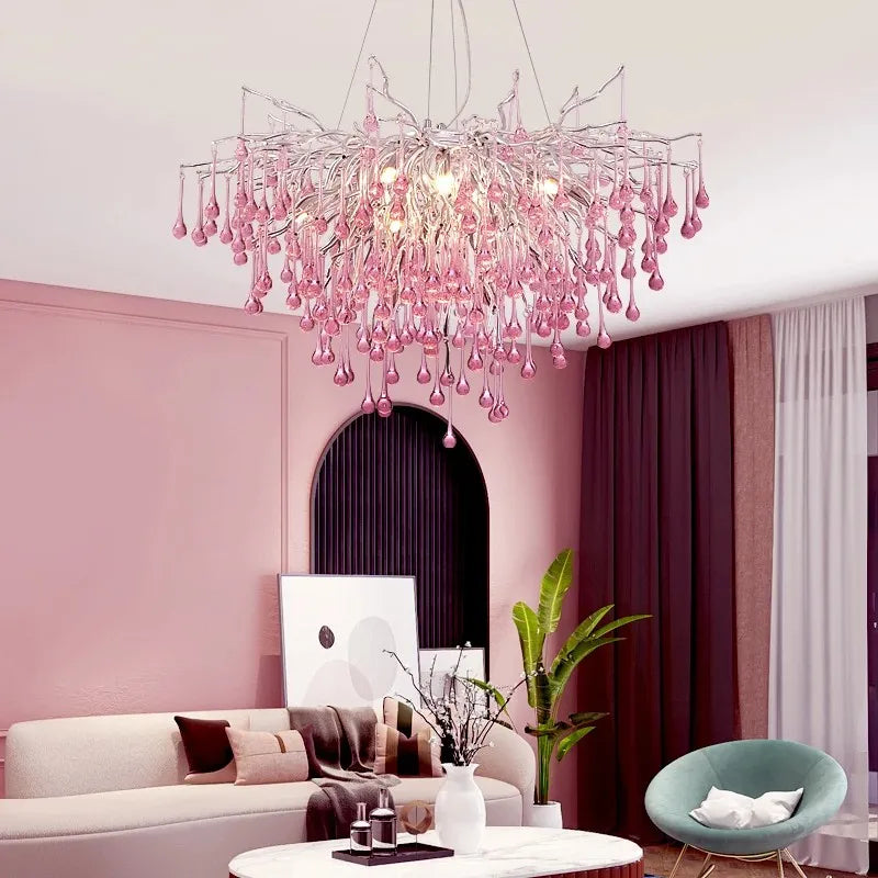 Nordic Crystal Chandelier Lighting Room Decoration Colorful Children's Room Lamp Large Chandelier Nordic Luxury Girl Room Decor