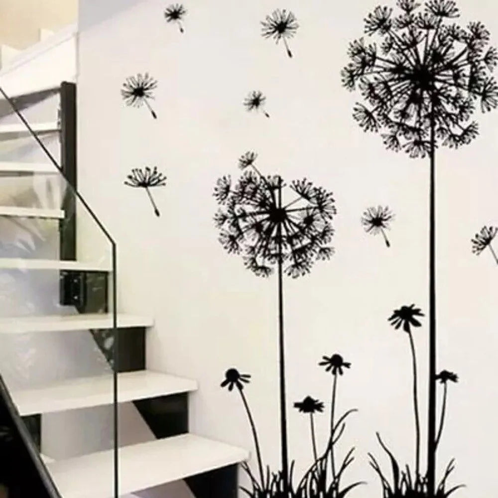 Black Dandelion Sitting Room Bedroom Wall Stickers Household Adornment Decor Decals Mural Art Poster On The Wall